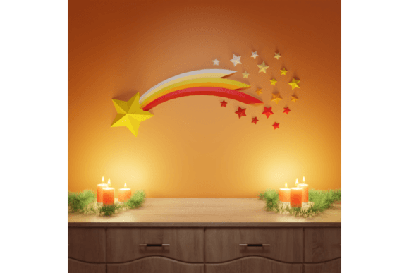 3D Papercraft Shooting Star for Christmas Branding