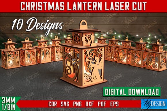 3D Shadow Christmas Lantern Bundle CNC: Winter Amp Branding