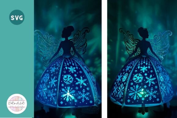 3d Snow Angel Lanterns SVG for Christmas
