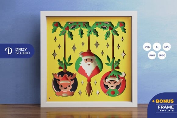 Christmas Bauble 3D Layered Paper Cut Shadow Boxes