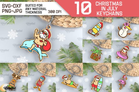 Christmas in July Keychain Laser Cut for Keychains
