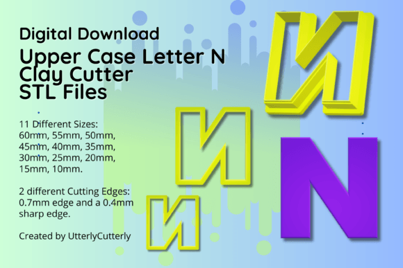 Clay Cutter STL File Upper Case Letter N: Tools