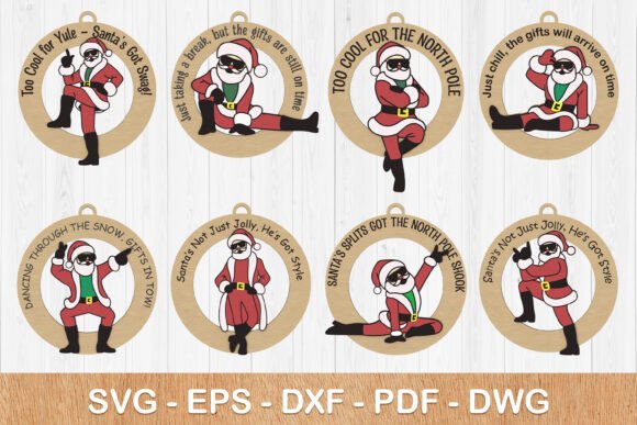Funny Christmas Santa Ornament Bundle for Winter Amp