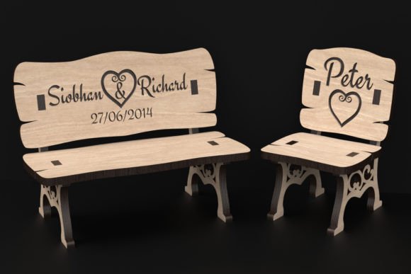 Laser Cut Rustic Bench Chair SVG for Wedding