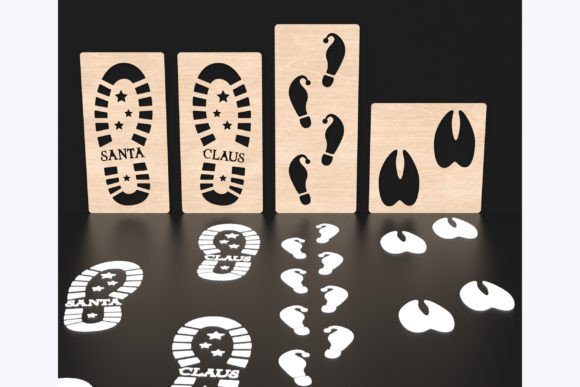Laser Cut Santa Footprint Stencil Svg for Winter Amp
