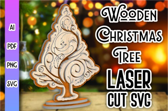 Standing Wooden Christmas Tree 5 for Winter Amp