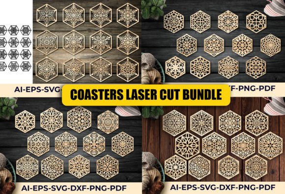 Winter Amp: Wood Coasters Design Laser Cut Bundle3